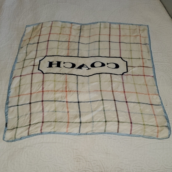 Vintage Coach Tattersall plaid 100% silk square scarf - Picture 3 of 4
